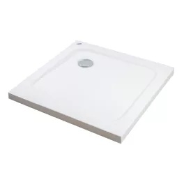 Coria | 80x80x5 cm kwadratowy, brodzik akrylowy z syfonem