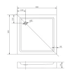 Almagro | 90x90x13,5 cm kwadratowy, brodzik akrylowy z syfonem