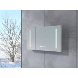 Vicenza | Sonoma szafka z lustrem, trzydrzwiowa, z oświetleniem LED 100 cm