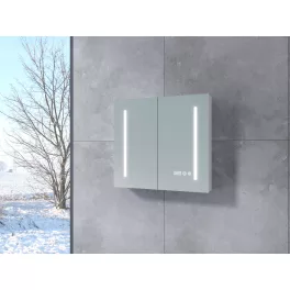 Sevilla | White szafka z lustrem, dwudrzwiowa, z oświetleniem LED 60 cm