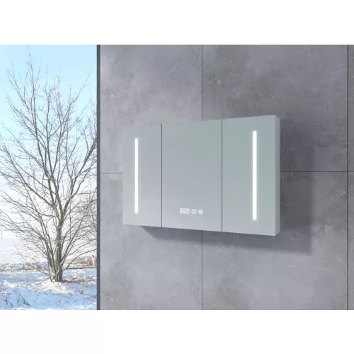 Vicenza | White szafka z lustrem, trzydrzwiowa, z oświetleniem LED 120 cm