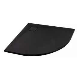 Cagliari | Black 80x80x2,6 cm półokrągły, brodzik SMC z syfonem