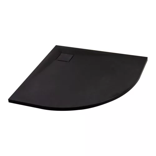 Cagliari | Black 90x90x2,6 cm półokrągły, brodzik SMC z syfonem