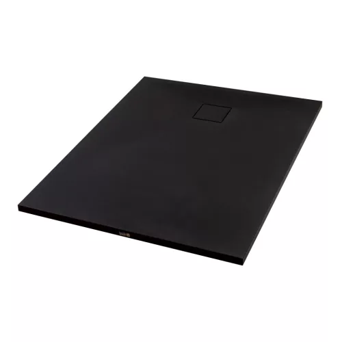 Cagliari | Black 80x100x2,6 cm prostokątny, brodzik SMC z syfonem