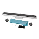 Granada | odpływ liniowy z czarnym szkłem, 70 cm