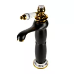 Izmir | Black & Gold bateria umywalkowa wysoka retro