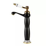 Izmir | Black & Gold bateria umywalkowa wysoka retro