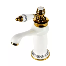 Izmir | White & Gold bateria umywalkowa retro