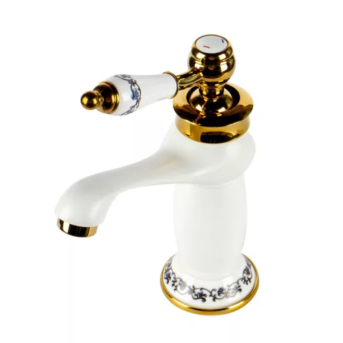 Izmir | White & Gold bateria umywalkowa retro