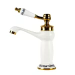 Izmir | White & Gold bateria umywalkowa retro