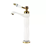 Izmir | White & Gold bateria umywalkowa wysoka retro