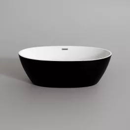 OVAL | wanna wolnostojąca, czarno-biała, 155x80x58 cm