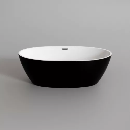 OVAL | wanna wolnostojąca, czarno-biała, 180x80x58 cm