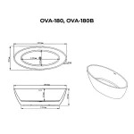 OVAL | wanna wolnostojąca, czarno-biała, 180x80x58 cm