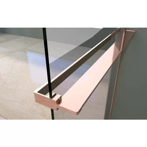 Rochelle | Rose Gold półka prysznicowa i wieszak na ręczniki do ścianki prysznicowej, 140 cm