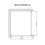 Walk-in | Black ścianka prysznicowa, szkło matowe 110, 200cm, 8mm, NANO