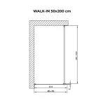 Walk-in | Black ścianka prysznicowa, szkło matowe 50, 200cm, 8mm, NANO