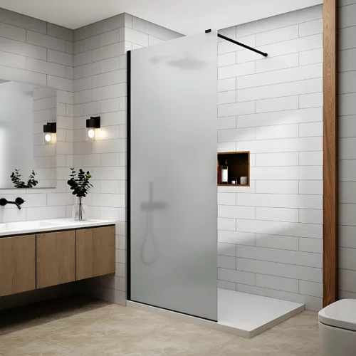 Walk-in | Black ścianka prysznicowa, szkło matowe 90, 200cm, 8mm, NANO