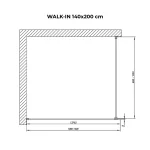 Walk-in | Chrome ścianka prysznicowa, szkło matowe 140, 200cm, 8mm, NANO