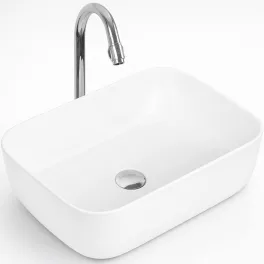 BERLIN | Umywalka nablatowa, ceramiczna, biała, prostokątna