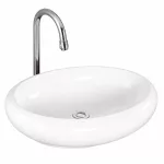 MERANO | Umywalka nablatowa, ceramiczna, biała, owalna