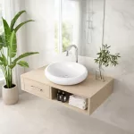 MERANO | Umywalka nablatowa, ceramiczna, biała, owalna
