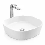 BERGAMO SLIM | Umywalka nablatowa, ceramiczna, biała, zaokrąglona
