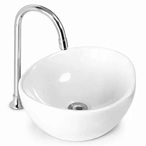 ASTI | Umywalka nablatowa głęboka, ceramiczna, biała, okrągła