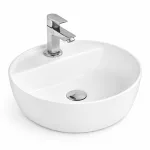 MONTERO 40 | Umywalka nablatowa, ceramiczna, biała, zaokrąglona
