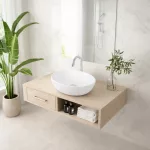MONACO | Umywalka nablatowa, ceramiczna, biała, owalna