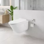 FRANKFURT | miska WC wisząca lejowa z deską slim, ceramiczna, biała