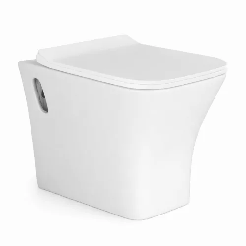 OSLO | miska WC wisząca lejowa z deską slim, ceramiczna, biała