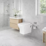 OSLO | miska WC wisząca lejowa z deską slim, ceramiczna, biała