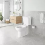 OSLO | WC kompakt lejowy ze spłuczką, odpływ pionowy, ceramiczny, biały