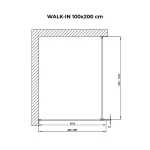 Walk-in | Gold ścianka prysznicowa, szkło dymione 100, 200cm, 8mm, NANO