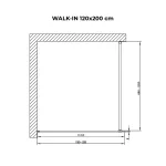 Walk-in | Gold ścianka prysznicowa, szkło dymione 120, 200cm, 8mm, NANO