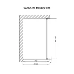Walk-in | Gold ścianka prysznicowa, szkło dymione 80, 200cm, 8mm, NANO