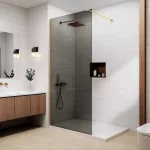 Walk-in | Gold ścianka prysznicowa, szkło dymione 90, 200cm, 8mm, NANO