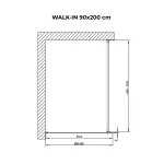 Walk-in | Rose Gold ścianka prysznicowa, szkło dymione 90, 200cm, 8mm, NANO