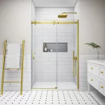 Milano | Gold drzwi prysznicowe przesuwne, 130x195cm, 8mm, NANO
