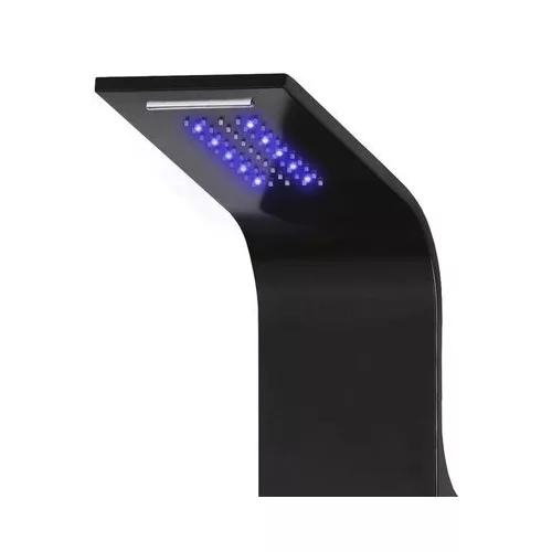 Verona | Black panel prysznicowy termostatyczny, stal nierdzewna, LED