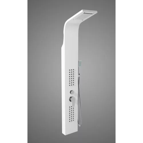 Alegre | White panel prysznicowy, stal nierdzewna