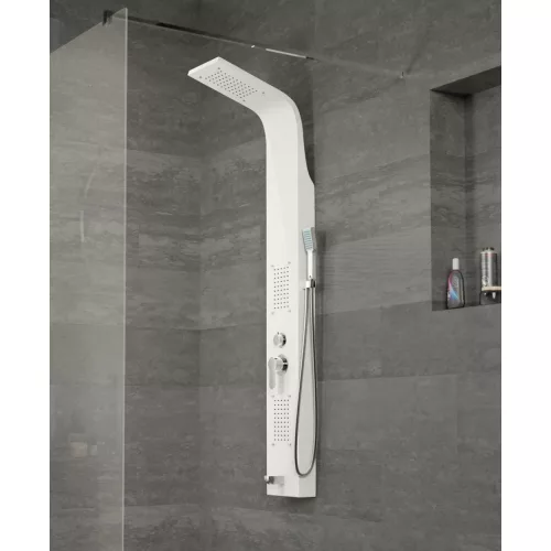 Merin | White panel prysznicowy, stal nierdzewna