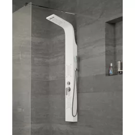 Bologna | White panel prysznicowy, stal nierdzewna
