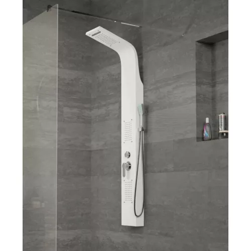 Bologna | White panel prysznicowy, stal nierdzewna